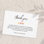 Tarjeta De Agradecimiento Coordinación Baby Shower de script minimalista<br><div class="desc">Tarjeta minimalista con agradecimiento escrito en un precioso tipo de guión. Es una tarjeta de agradecimiento de la colección "We Can Bearly Wait" (Podemos esperar temprano).</div>