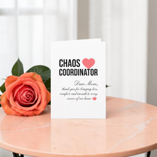 Tarjeta De Agradecimiento Coordinador de Caos Regalo Único Personalizado