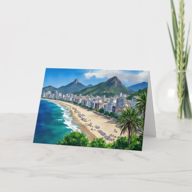 Tarjeta De Agradecimiento copacabana beach río brazil acuarela (Anverso)