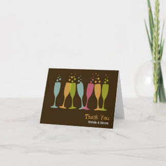 Tarjeta De Agradecimiento Copas de champán bailando color burbujeante gracia