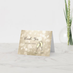 Tarjeta De Agradecimiento Copas de vino con bokeh elegante