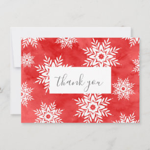 Tarjeta De Agradecimiento Copia de copos de nieve en acuarela abstracta roja