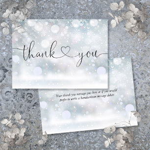 Tarjeta De Agradecimiento Copia de corazón elegante de copos de nieve de inv
