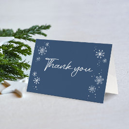 Tarjeta De Agradecimiento Copo de Nieve Blanco Azul