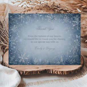 Tarjeta De Agradecimiento Copo de Nieve Brillante Bajo el Invierno