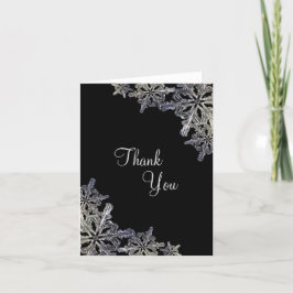 Tarjeta De Agradecimiento Copo de nieve de cristal gris negro y claro
