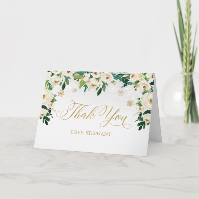 Tarjeta De Agradecimiento Copo floral de invierno (Anverso)