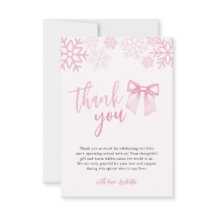 Copos de Nieve con Lazo Rosa Baby Shower de Invier