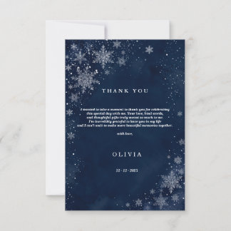 Tarjeta De Agradecimiento Copos de Nieve de Medianoche Invierno Baby Shower