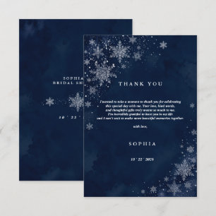 Tarjeta De Agradecimiento Copos de Nieve de Medianoche Invierno Despedida de