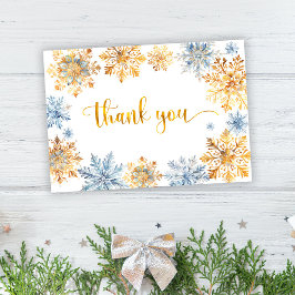 Tarjeta De Agradecimiento Copos de nieve dorados