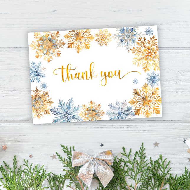 Tarjeta De Agradecimiento Copos de nieve dorados (Subido por el creador)