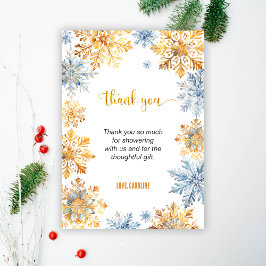 Tarjeta De Agradecimiento Copos de nieve dorados
