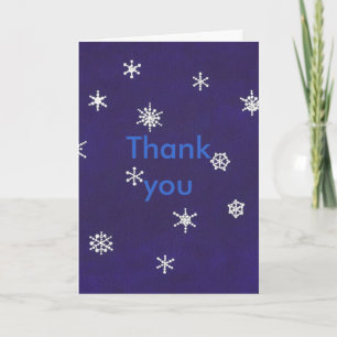 Tarjeta De Agradecimiento Copos de nieve en azul, Boda Gracias cartas