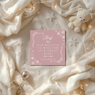 Tarjeta De Agradecimiento Copos de nieve Rosa Labor & Parto UCI Hospital