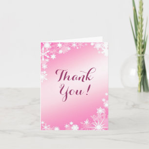 Tarjeta de agradecimiento Copos de Nieve Rosa Suav