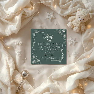 Tarjeta De Agradecimiento Copos de nieve verde Labor & Parto UCI Hospital