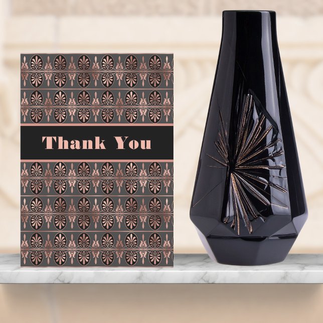 Tarjeta De Agradecimiento Copper and Black Art Deco Look Elegant (Subido por el creador)