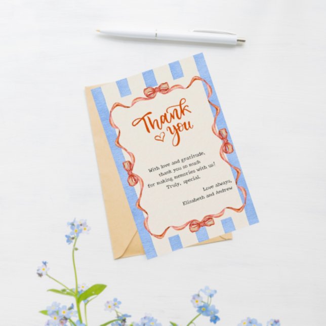 Tarjeta De Agradecimiento Coqueta de moda (That's Amore style! Wedding, Bridal Shower and Engagement  Thank you. Trendy Hand Drawn.)