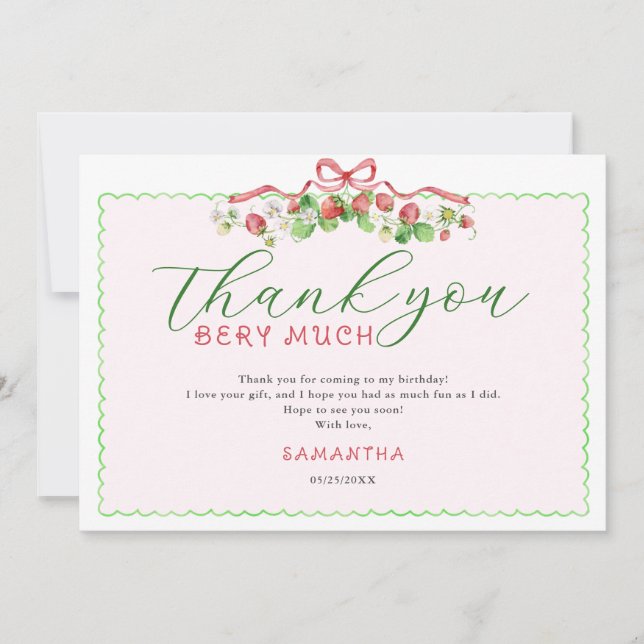 Tarjeta De Agradecimiento Coqueta Fruta Dulce Cumpleaños de cualquier edad (Anverso)