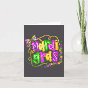 Tarjeta De Agradecimiento Coqueta Mardi Gras Martes de Carnaval Divertido Fl