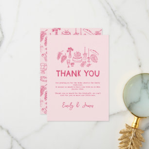 Tarjeta De Agradecimiento Coqueta rosa de mano moderna. Gracias.