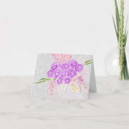 Tarjeta De Agradecimiento Coqueta Rosa lazo transparente y ramo Gracias