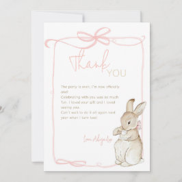 Tarjeta De Agradecimiento Coqueta rosa Pedro el Conejo Primer Cumpleaños