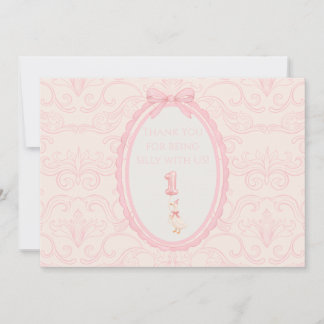Tarjeta De Agradecimiento Coqueta Rosa Silly Goose 1er Cumpleaños