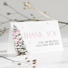 Tarjeta De Agradecimiento Coquette Arco Rosa Invierno Mágico Gracias