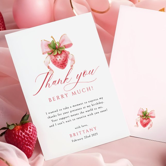 Tarjeta De Agradecimiento Coquette Berry First Birday (Subido por el creador)