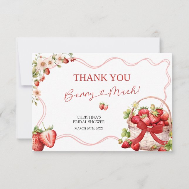 Tarjeta De Agradecimiento Coquette Berry In Love Shower (Anverso)