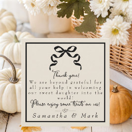 Tarjeta De Agradecimiento Coquette Black bow Labor y parto Hospital NICU