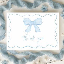 Tarjeta De Agradecimiento Coquette Blue Boy Bow Baby Shower