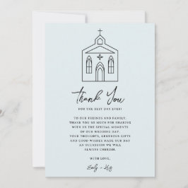 Tarjeta De Agradecimiento Coquette Blue Chapel Wedding Photo