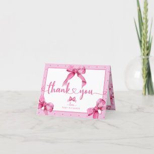 Tarjeta De Agradecimiento Coquette Bow   Bebé Rosa