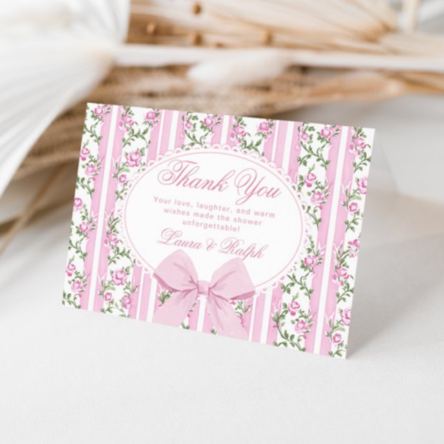 Tarjeta De Agradecimiento Coquette Bow Love Shack Baby Shower (Subido por el creador)