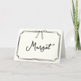 Tarjeta De Agradecimiento Coquette Bow Notecard Nombre personalizado escrito