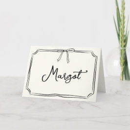 Tarjeta De Agradecimiento Coquette Bow Notecard Nombre personalizado escrito