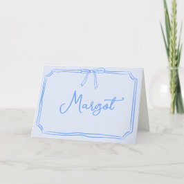 Tarjeta De Agradecimiento Coquette Bow Notecard Nombre personalizado escrito