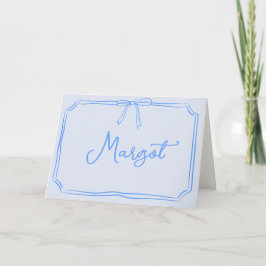 Tarjeta De Agradecimiento Coquette Bow Notecard Nombre personalizado escrito