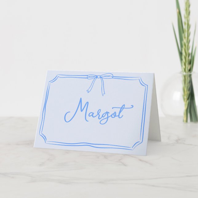 Tarjeta De Agradecimiento Coquette Bow Notecard Nombre personalizado escrito (Anverso)