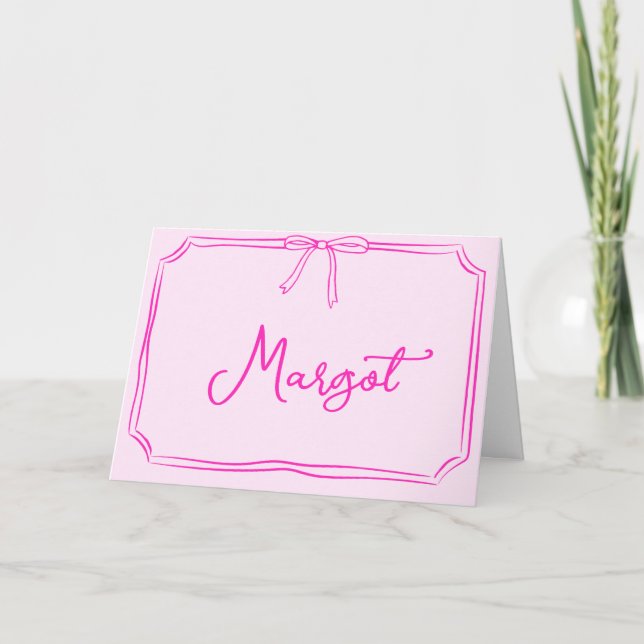 Tarjeta De Agradecimiento Coquette Bow Notecard Nombre personalizado escrito (Anverso)