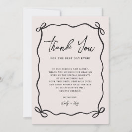 Tarjeta De Agradecimiento Coquette Bow Pink Wedding Photo