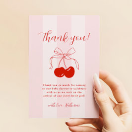 Tarjeta De Agradecimiento Coquette Cherry Baby Shower