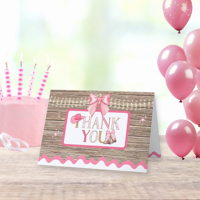Tarjeta De Agradecimiento Coquette Cowgirl Rosa Bow (Subido por el creador)