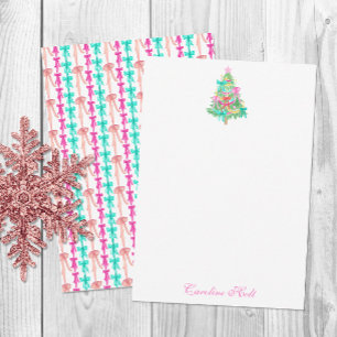 Tarjeta De Agradecimiento Coquette de acuarela Lazo árbol de Navidad Persona