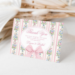 Tarjeta De Agradecimiento Coquette Floral Bow Rubor Baby Ducha
