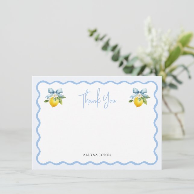 Tarjeta De Agradecimiento Coquette Lemon Italian Wavy Baby Shower (Anverso de pie)