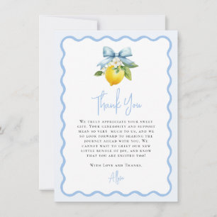 Tarjeta De Agradecimiento Coquette Lemon Mediterranean Wavy Baby Shower